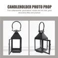 thumbnail image 3 of Miangastore Wind Lantern Candlestick Black Iron Glass 1Pc 9x4In, 3 of 8