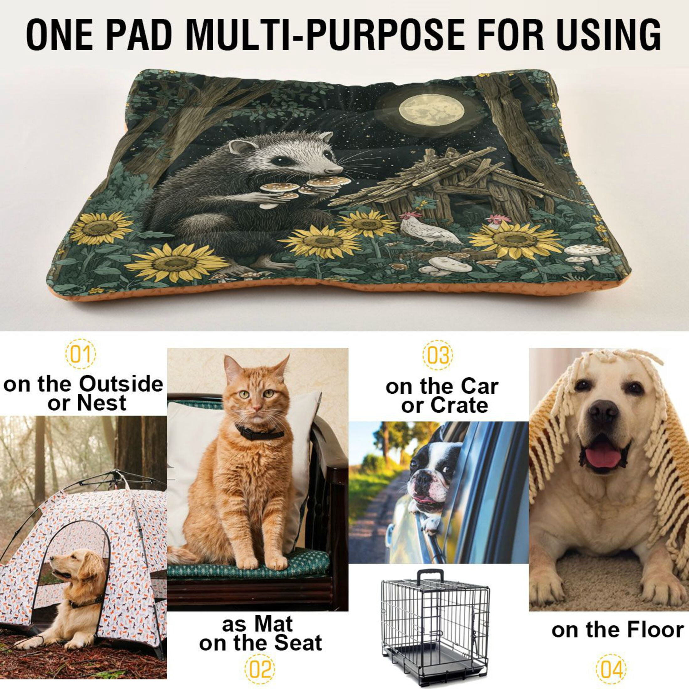 Qxltty Extra Large Possum Ped Pad Wear-resistant and Hard to Bite Through Sleeping Pad for Small Medium Large Dogs Winter Pet Bed 36×24in