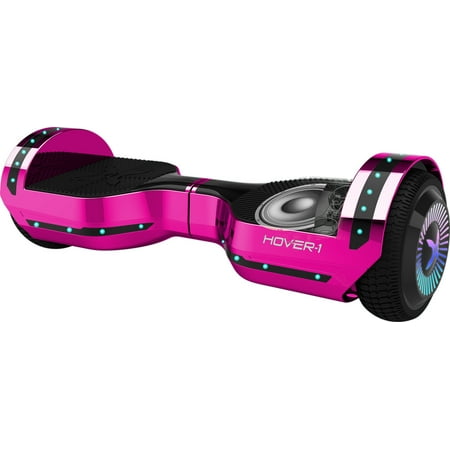 Hover-1 Chrome Hoverboard, Pink, LED Lights, Bluetooth Speaker, 6.5 In. Tires, 220 Lbs. Max weight, 7 mph