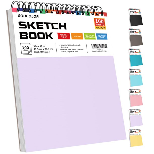 Cuaderno de bocetos Soucolor Aesthetic, 9 x 12 cm, 100 hojas, color morado