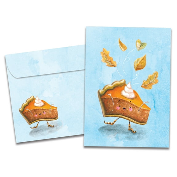 Tree-Free Greetings Thanksgiving Greeting Card 12 Pack, 100% Recycled Paper, 5x7, Pie There (HP60655)