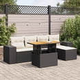 thumbnail image 1 of vidaXL 6 Piece Garden Sofa Set with Cushions Black Poly Rattan, 1 of 5