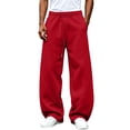 thumbnail image 4 of LJEFF Men Wide Leg Baggy Casual Pants, Soft Elastic Waist Breathable Pocket Outdoor Gift Trousers Red, 4 of 5