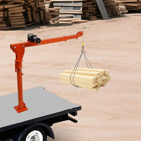 1100 LB Truck-Mounted Crane Hoist, Truck-Mounted Crane with 12V Electric Winch, Pickup Truck Jib Cranes