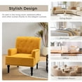 thumbnail image 2 of Upholstered Club Armchair Velvet Lounge Accent Chair Single Sofa Button Nailhead Wooden Legs Living Room Bedroom Mustard, 2 of 6