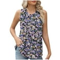 thumbnail image 2 of JingHai Floral Tank Tops for Women Plus Size 2024 Small Floral Print Summer Fashion Casual Sleeveless Print V Neck Fold Blouse Trendy Comfy Slim Tunic Flowy Vest Top Shirts Multicolor S, 2 of 6