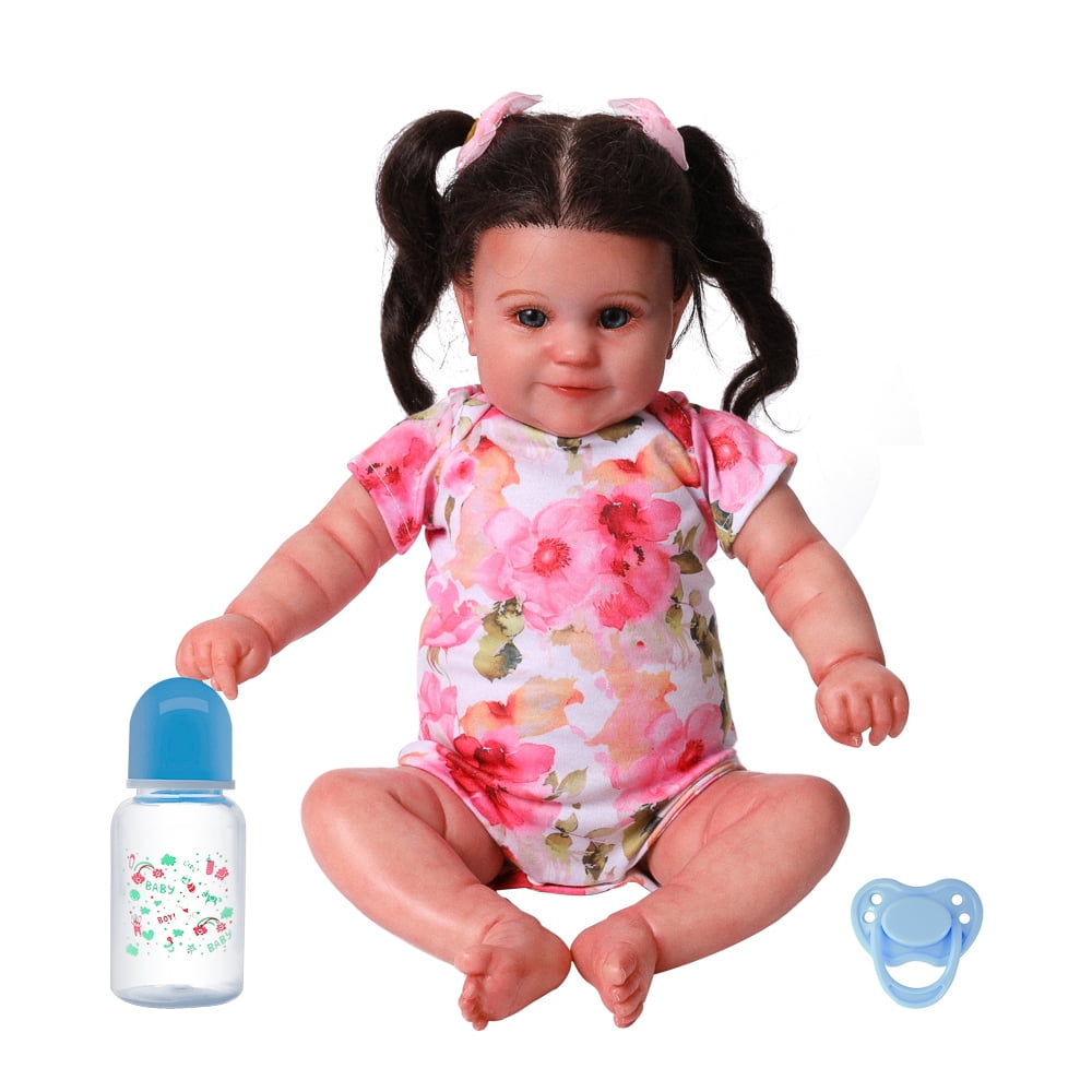 LILITH 17 Lovely Sleeping Reborn Girl Doll Soft Silicone Vinyl Baby Doll Girl Toys Reborn Dolls with Free Dummy
