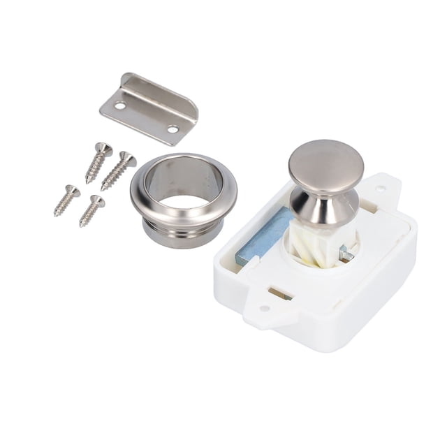 RV Push Button Latch, 26mm Hole Cupboard Push Button Catch Lock Wide Application For For Yachts For 14-18mm Door Thickness