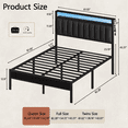thumbnail image 4 of Satifur Queen LED Bed Frame with Smart RGB Lights, Headboard Charging Station, Versatile Storage Solution, Comfortable Upholstered Backrest, No Box Spring Needed, 4 of 10