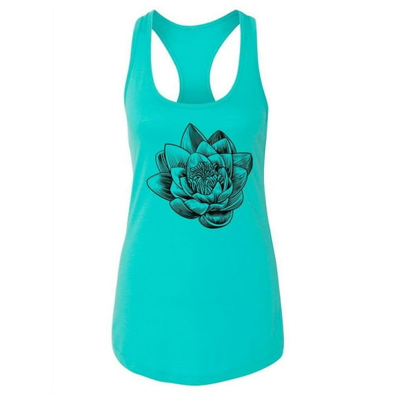 Vintage Lotus Flower Design Tank Women -Image by Shutterstock, Female Medium