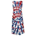 thumbnail image 5 of CFLVAEK 4th of July Dress for Women Plus Size Scoop Neck Sleeveless Tiered Sundress Red White and Blue Tie Dry Print Midi Dress Summer Beach Vacation Tank Dress XXXL, 5 of 5