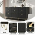 thumbnail image 3 of Eclife Line Texutre Dressers with 9-Drawers and Metal Handles Chests of Drawers for Adult Bedroom, Black, 3 of 7