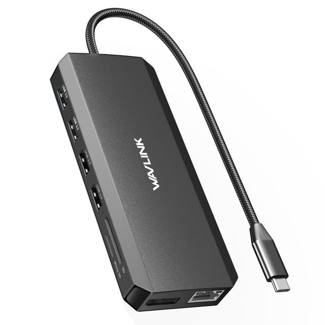 Estación de acoplamiento USB C WAVLINK con doble monitor y triple pantalla