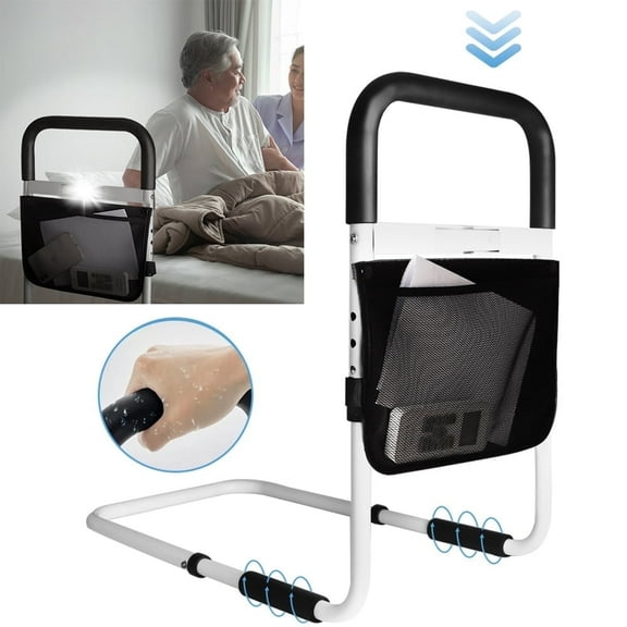 KERPOS Adjustable Bed Black Safety Bed Rail, Black