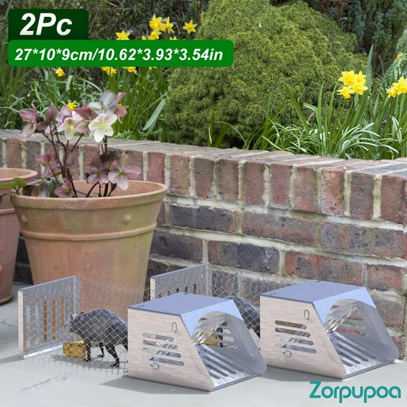 Zorpupoa 2Pc Humane Mouse Trap Cage Automatic Continuous Rat Trap with Single Way Door Reusable Catch And Release Live Cage Trap for Rodents Moles Voles Mice 10.62*3.93*3.54in