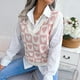 thumbnail image 3 of Suéter con cuello en V para mujer, chaleco con patrón de corazón dulce, sin mangas, suéter con dobladillo acanalado, prendas de punto informales, 3 of 8