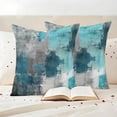 thumbnail image 3 of Teal Grey Outdoor Waterproof Pillow Covers, Modern Oil Painted Abstract Art Aesthetics Decorative Square Throw Pillowcase Sofa Cushion Sham for Patio/Couch/Chair, 18"x18" 2 Pack, 3 of 8