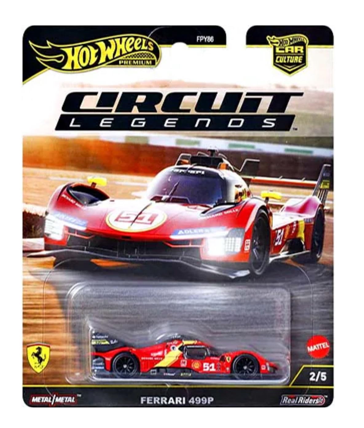 Hot Wheels Circuit Legends Die-Cast Cars Collection, 5-Pack Racing Set, Porsche and Ferrari Models FPY86-961K
