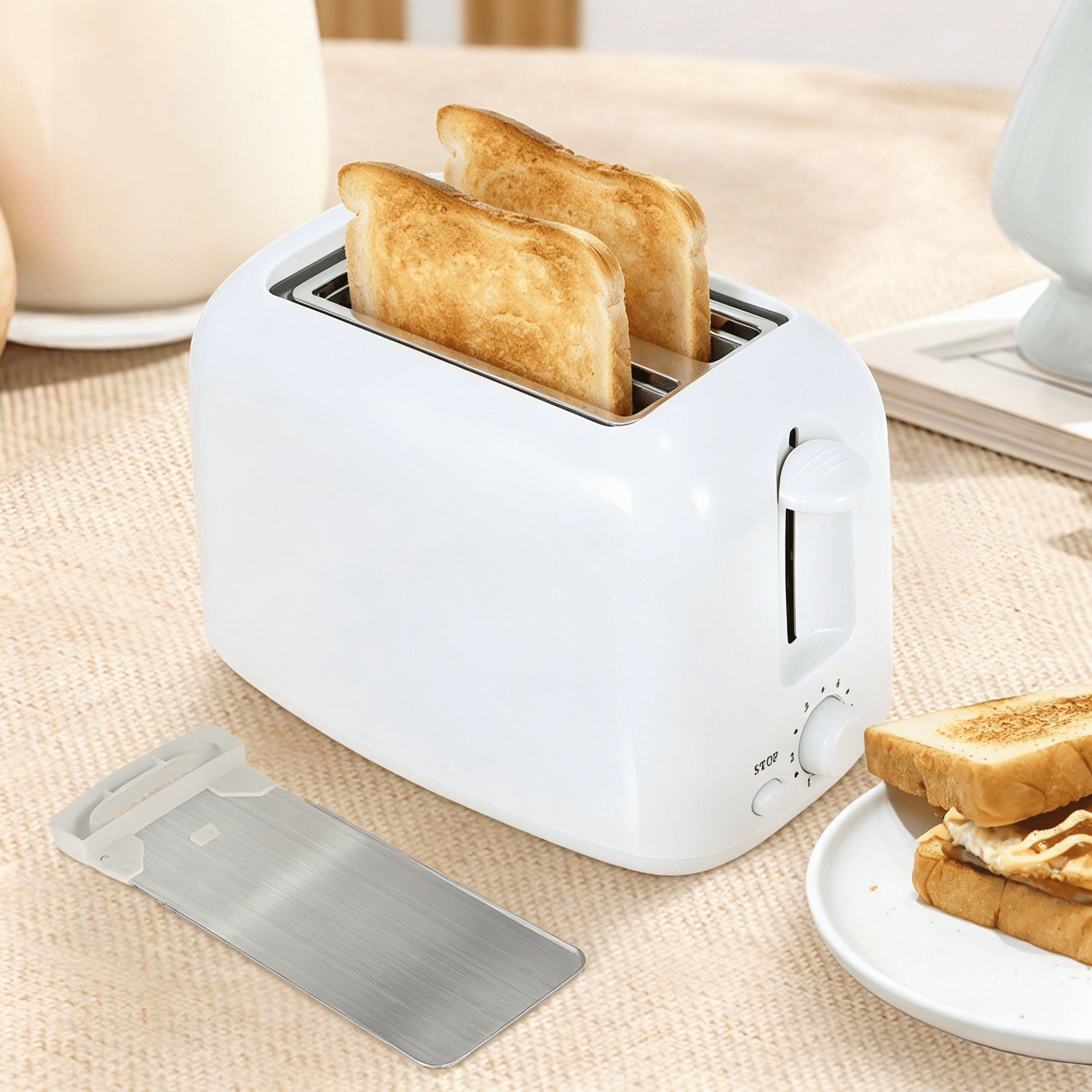 HIBIBUD 2026 New 2 Slice Bread Toaster with Double Wide Slots,6 Settings Slice Toaster with Removable Tray,Practical Small Toaster for Kitchens and Home Compact Toaster
