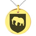 thumbnail image 1 of Stainless Steel Elephant Strength Coat of Arms Shield Engraved Small Medallion Circle Charm Pendant Necklace, 1 of 1