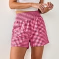 thumbnail image 4 of Boyscolos Womens High Waisted Striped Shorts Comfy Lightweight Breathable Stretchy Waist With Pockets Lounge Clohtes Summer Daily Wear Red 2XL, 4 of 6