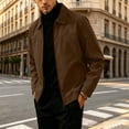 thumbnail image 4 of Men's Zip Up Casual Jacket Lapel Collar Fully Lined Long Sleeve Coat with Pockets Spring Fall Outfits Daily Outerwear, 4 of 6