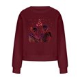 thumbnail image 4 of Mujeres moda casual estampado cuello redondo suelta manga larga blusa corta sudaderas sin capucha Fridja fjkfkj2916, 4 of 8