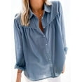thumbnail image 2 of Blouses en Chiffon Col en V pour Femmes Manches Ballon Décontractées, 2 of 3