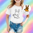 thumbnail image 3 of MIXUE Toddler Girls Tops & T-Shirts Easter Bunny Kids Cute Diy Egg Graphic Print Soft Round Neck Short Sleeve Pullover T Shirts Activewear,White,3-4 Years, 3 of 6