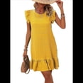 thumbnail image 1 of Vestidos de Verano para Mujer, Cuello Redondo, Corta, Dobladillo con Volantes, Informal, Minivestido Amarillo L, 1 of 7