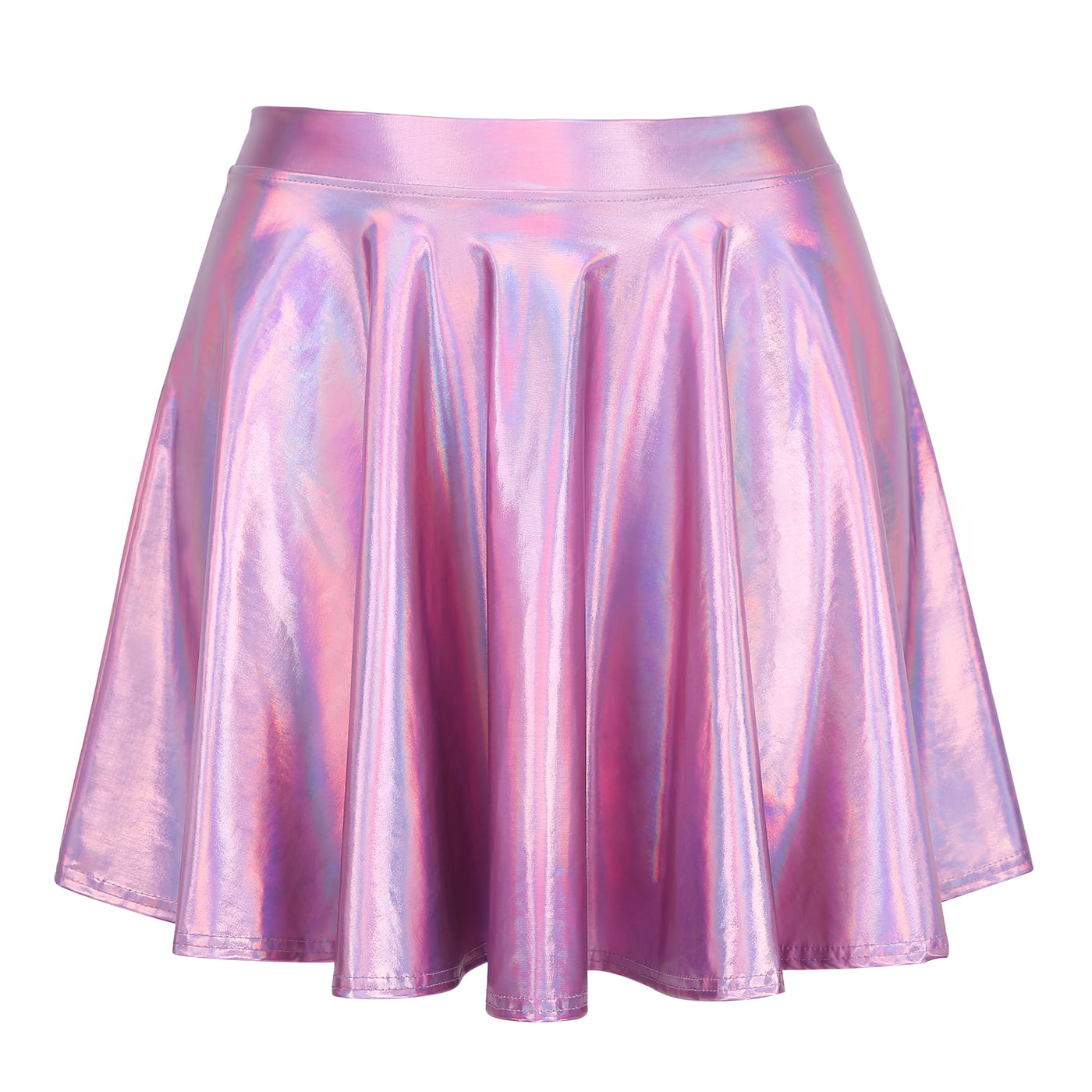 FANTASY SPACE Plain Pleated Skater Skirt for Women Versatile Stretchy Flared Mini Skirt 