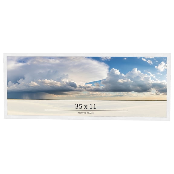 35x11 Frame White Real Wood Picture Frame Width 0.75 inches | Interior Frame Depth 0.5 inches |