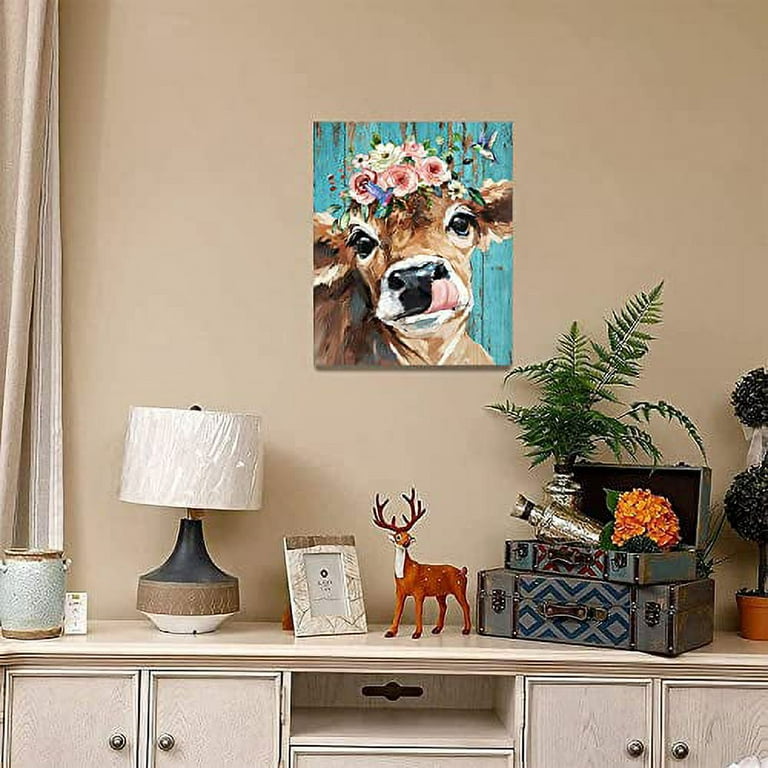 TINY FUN Diamond Painting Kits for Adults&Kids DIY 5D Diamond Art Paint  with Round Diamonds Full Drill Cow Gem Art Painting Kit for Home Wall Decor