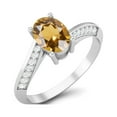 thumbnail image 2 of 1.56 Cts Oval Citrine 925 Sterling Silver Solitaire Accent Woman Halo Mother's Day Gift Ring, 2 of 4