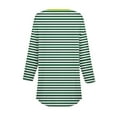 thumbnail image 5 of Fznquz Women's Tops 3/4 Sleeve Green Tunics Loose Fit Tee Striped Button V Neck T Shirts,S, 5 of 5