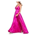 thumbnail image 3 of BLONDIE NITES Womens Pink Slitted Zippered Corset Back Spaghetti Strap V Neck Full-Length Formal Gown Dress Juniors 1, 3 of 4