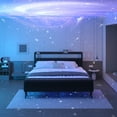 thumbnail image 4 of Bed Frame King Size with Starry Sky Lights and Charging Station, Upholstered Platform Bed with Storage Ottoman, Black, 4 of 9