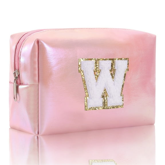 Large Capacity Makeup Bag Embroidered Alphabet Toiletry Storage Handbag Clutch Travel Cosmetic Organizer Bag for Beauty Lovers