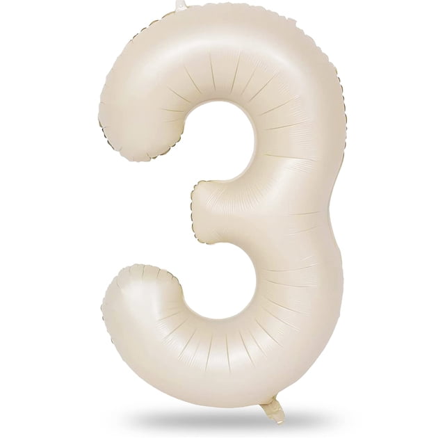 Globos numéricos Lingqiang de 40 cm, color beige, para fiesta de tercer cumpleaños