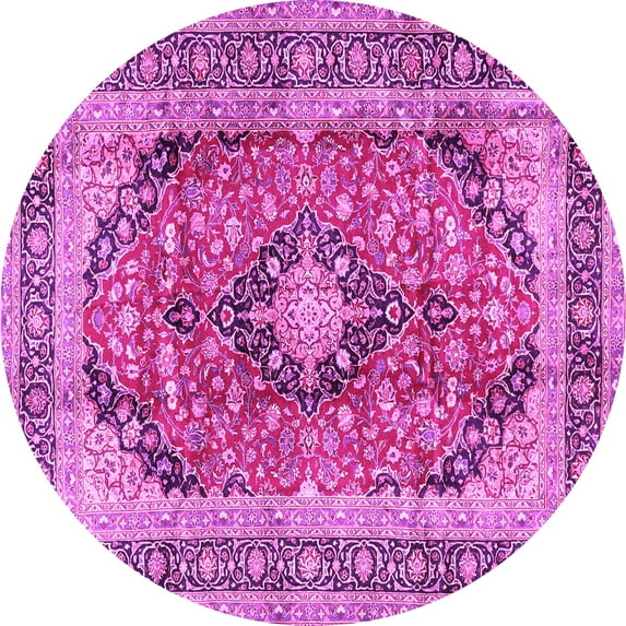 Ahgly Company Indoor Round Medallion Pink Traditional Area Rugs, 4' Round