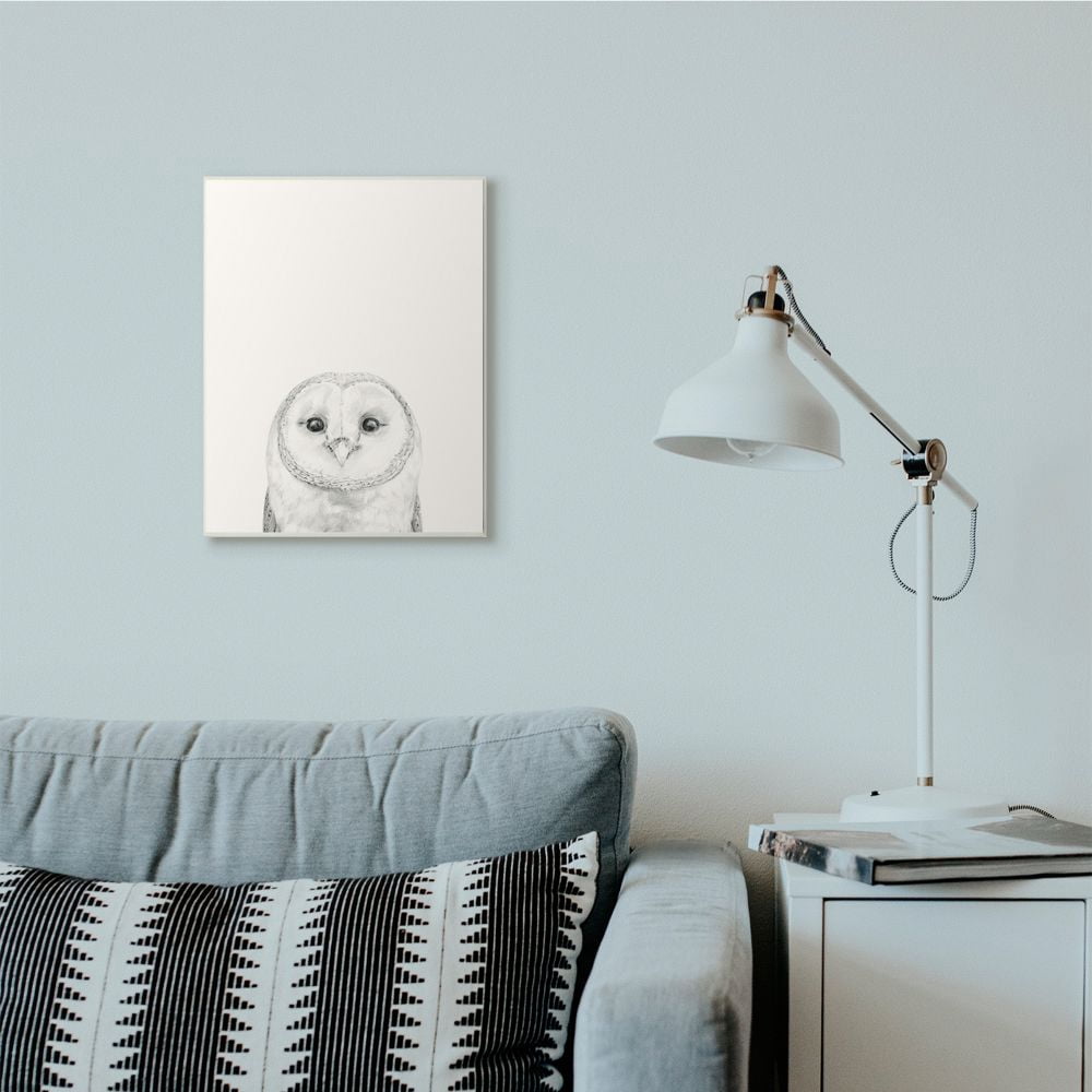 Stupell Industries Owl Portrait Grey Drawing Design Wall Plaque by Victoria Borges