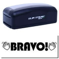thumbnail image 1 of Large Pre-Inked Bravo with Hands Stamp, Slim 1854, Ultra Slim Design, Impression Size 1-13/16" by 2-1/2", Up to 25,000 Impressions - Black Ink, 1 of 10