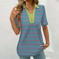 thumbnail image 2 of Lzobxe Women's Tops Striped Printed Short Sleeved Turndown Collar Top,Sizes S-3XL, 2 of 5