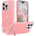 thumbnail image 1 of Funda con Soporte Magnético invisible, Delgada Translúcida Mate, para iPhone 15 Pro Max 6.7", Rosa, 1 of 7