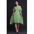 thumbnail image 3 of Bimba Tunique à Épaules Dénudées Imprimée Teinture sur Nœuds Verte pour Femmes Robe de Soirée Col Rond - Très Grande Taille, 3 of 6