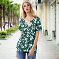 thumbnail image 6 of Tnhcen Women's Summer Floral Print V-Neck Button-Up Shirts - Short Sleeve Casual Daily Tops | Plus Size Friendly S-3XL | Versatile Floral Tops for Women, 6 of 9