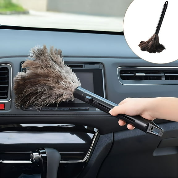 ACDANC Feather Duster,Wood Handle Reusable,Fluffy Natural Feather Duster for Cleaning Supplies Washable,Keyboard,Home,Car,Office