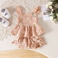 thumbnail image 4 of kpoplk Toddler Girl Clothes Summer Outfits, Sleeveless Ruffle Hem Tank Top + Shorts 2Pcs Cute Baby Girls Clothing Set 1-5T(Khaki,12-18 M), 4 of 5