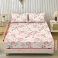thumbnail image 2 of Jeiento Watercolor Pink Rose Bedding Collection, Soft Breathable Bed Sheet Set with 2 Pillow Covers, Wrinkle Resistant Floral Printed Fitted Bedding Set for Bedroom, King Size, 2 of 7