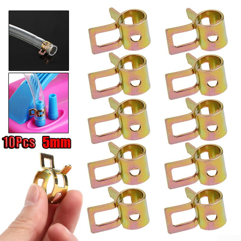 10X 5mm Spring Clip Fuel Line Hose Water Pipe Air Tube Clamps Fastener Par TDO 